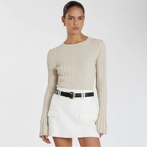 Dissh ADA STONE LONG SLEEVE KNIT TOP in stone